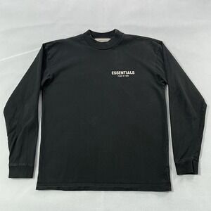 Fear Of God Essentials Shirt Womens 12 Black Long Sleeve Crewneck Logo Graphic